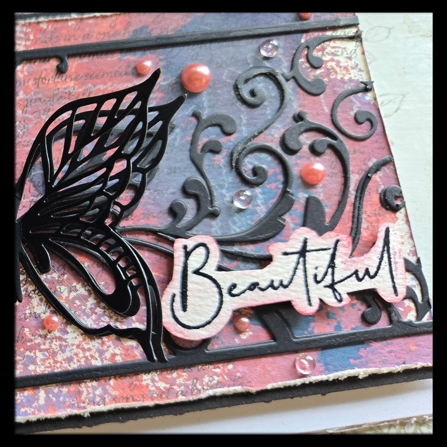 Elegant Butterfly Greeting Card, Mixed Media
