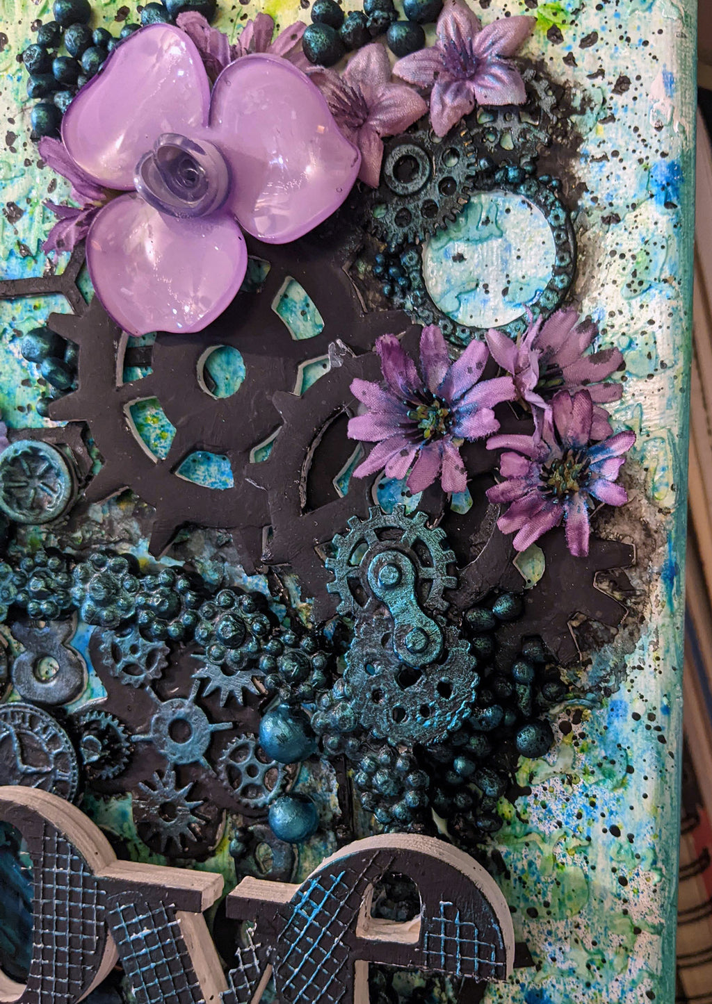 Steampunk Love & Purple Roses Mixed Media Gallery Canvas Wall Art