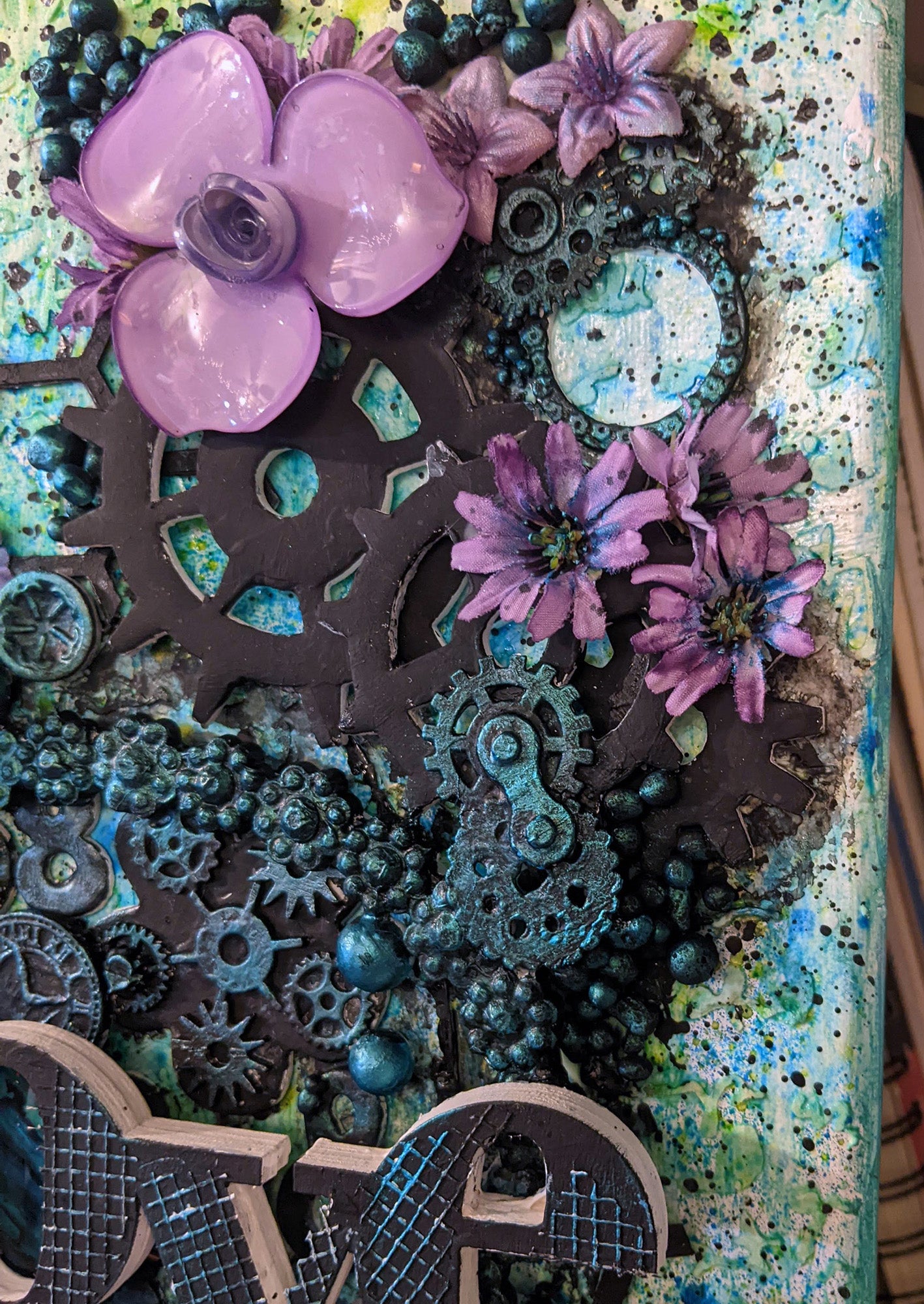 Steampunk Love & Purple Roses Mixed Media Gallery Canvas Wall Art