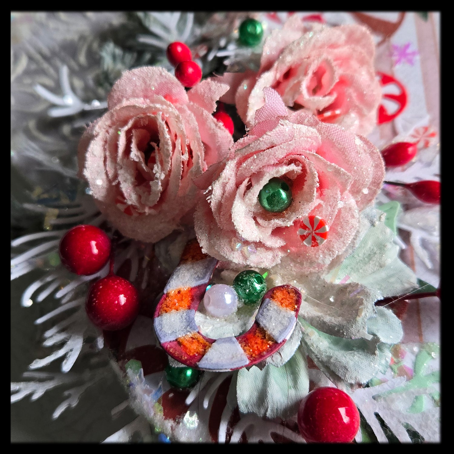 Mini Rose Bouquet from the Sugar-Coated Holiday Suite Mini Mixed Media Art Piece