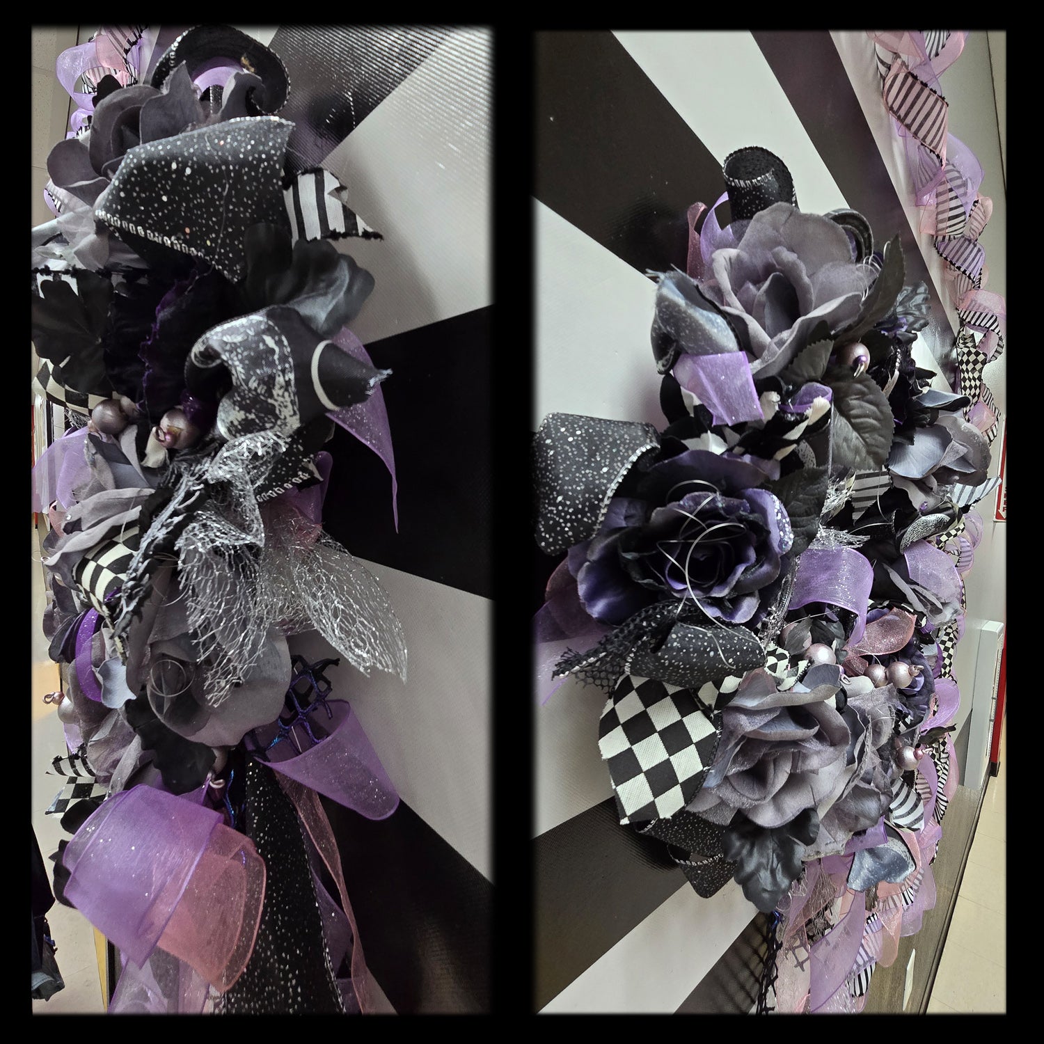 Sweet Gothic Mixed Media Wreath, Fall or Halloween Decor