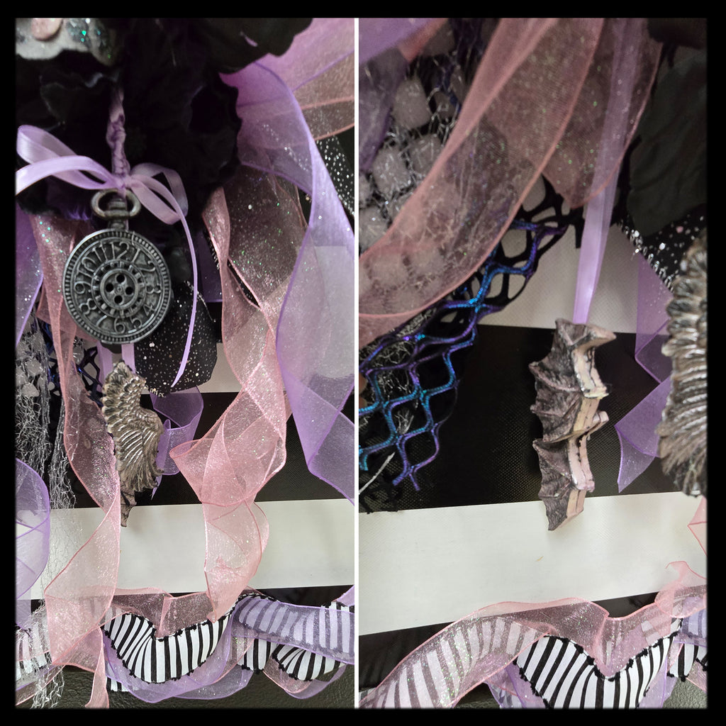 Sweet Gothic Mixed Media Wreath, Fall or Halloween Decor