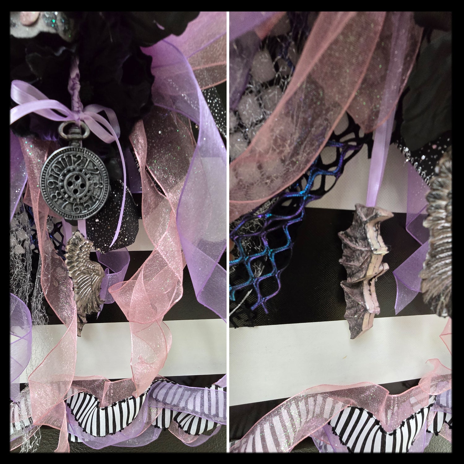 Sweet Gothic Mixed Media Wreath, Fall or Halloween Decor