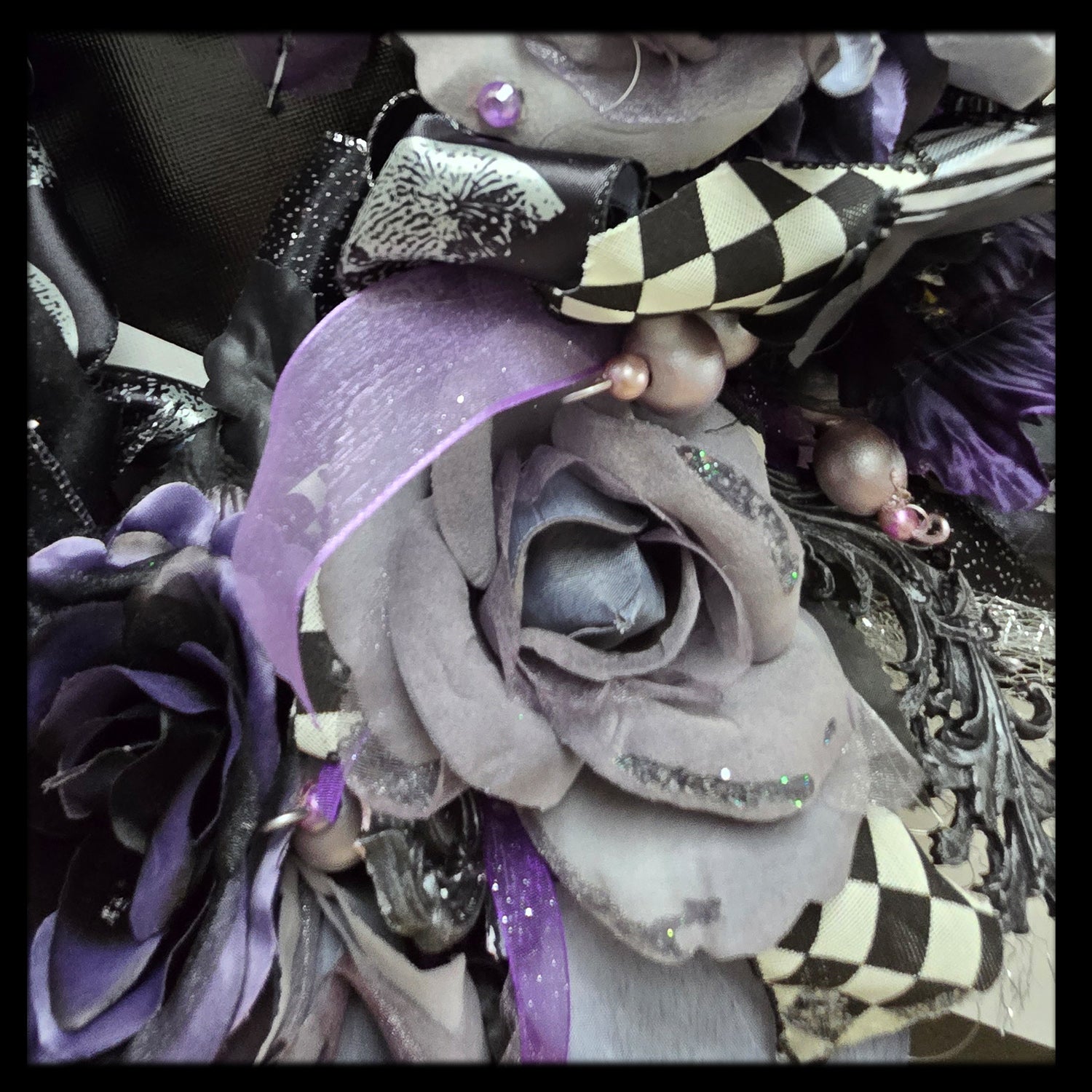 Sweet Gothic Mixed Media Wreath, Fall or Halloween Decor
