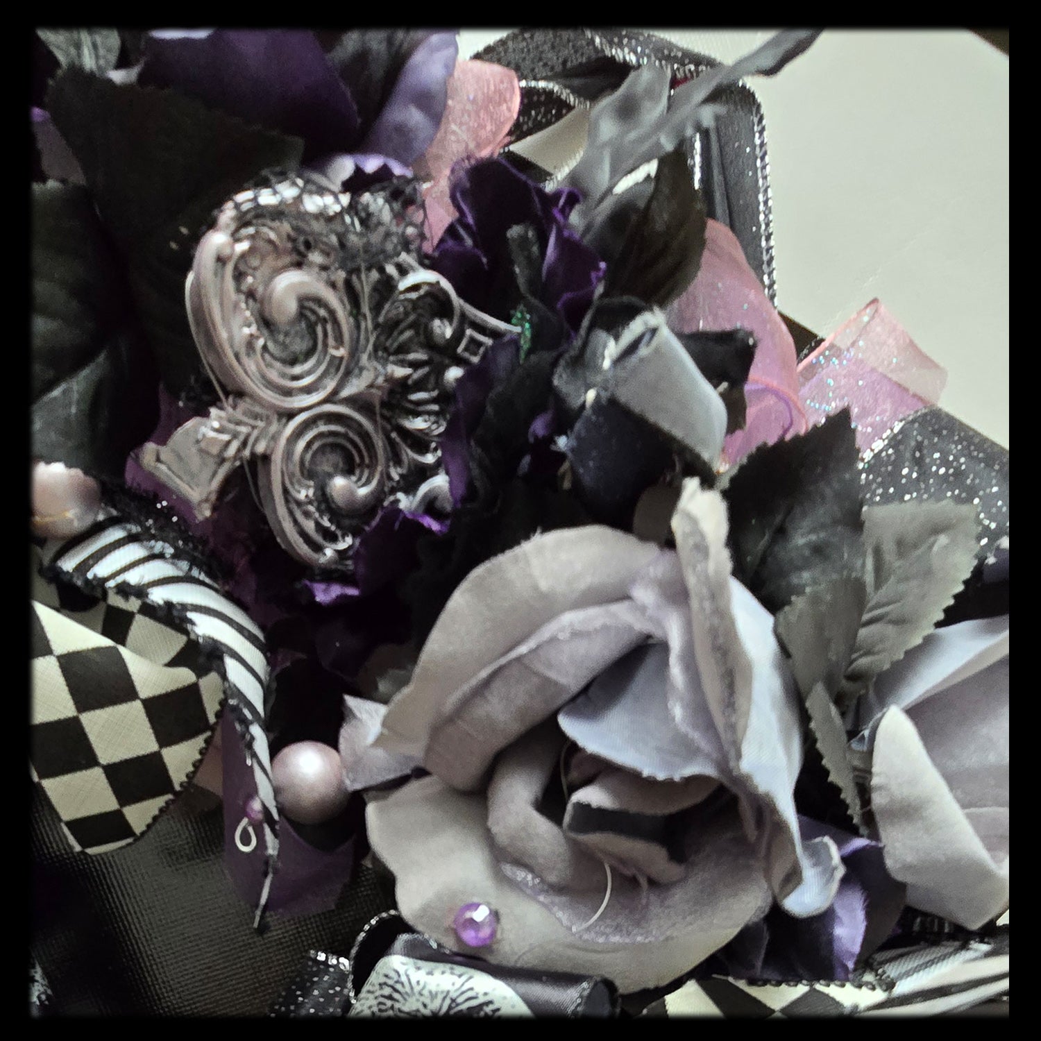 Sweet Gothic Mixed Media Wreath, Fall or Halloween Decor