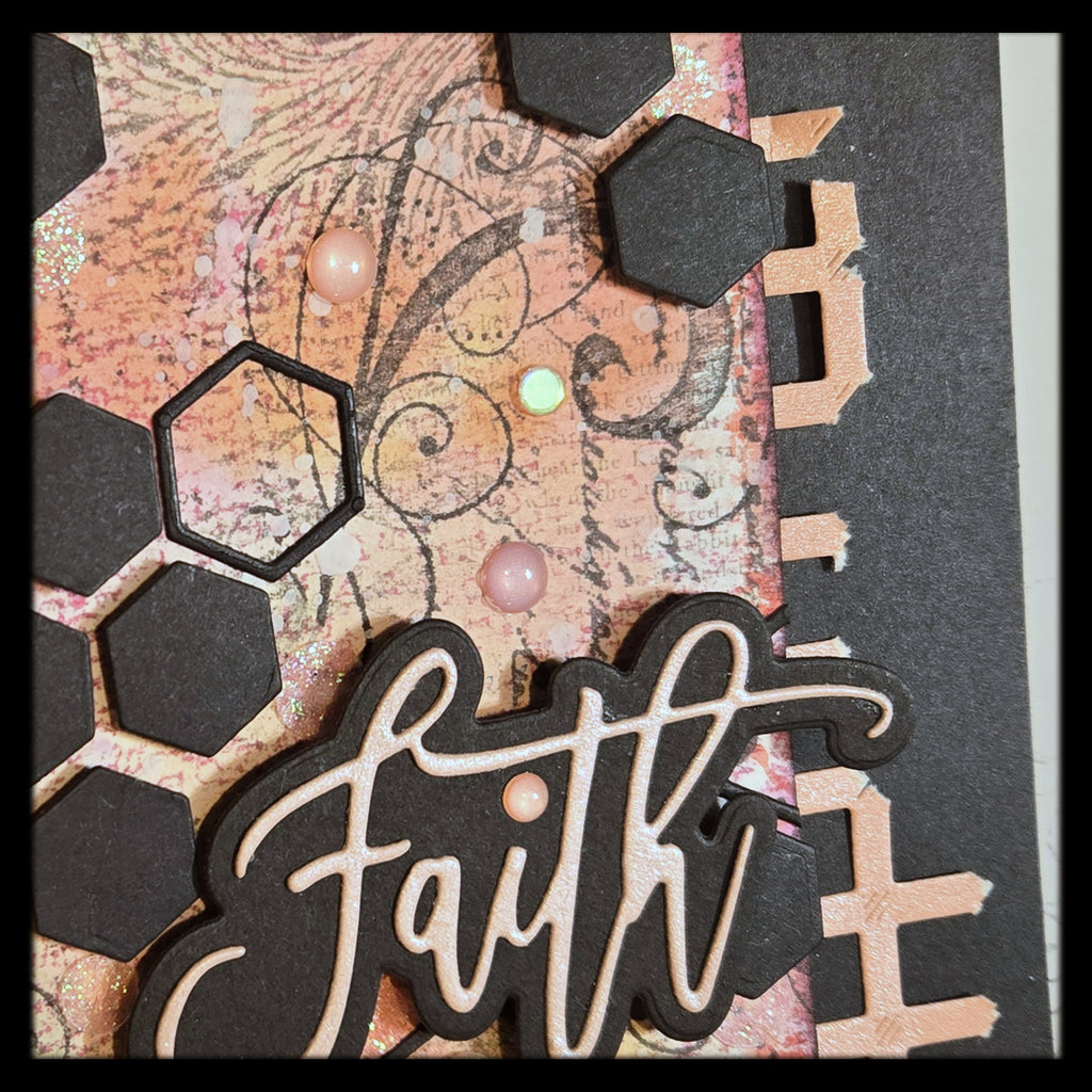 Faith Peach and Yellow Greeting Card, Mixed Media
