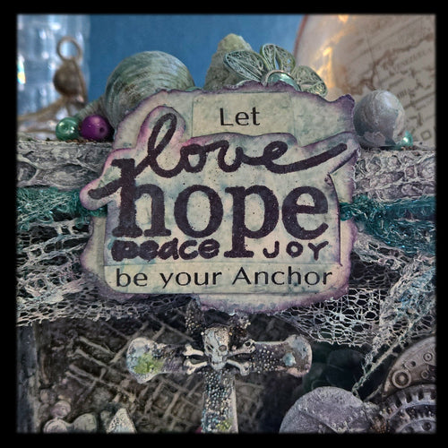 Anchor of Hope Frame Steampunk Wall Art, Handmade Mixed Media