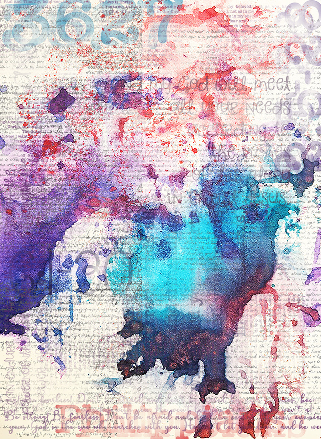 Watercolor Scripture Rice Paper for Art Journaling Rice Paper: Grunge Art Journaling, Scripture Background,, Card Making, Scrapbook Paper (13x9.5)