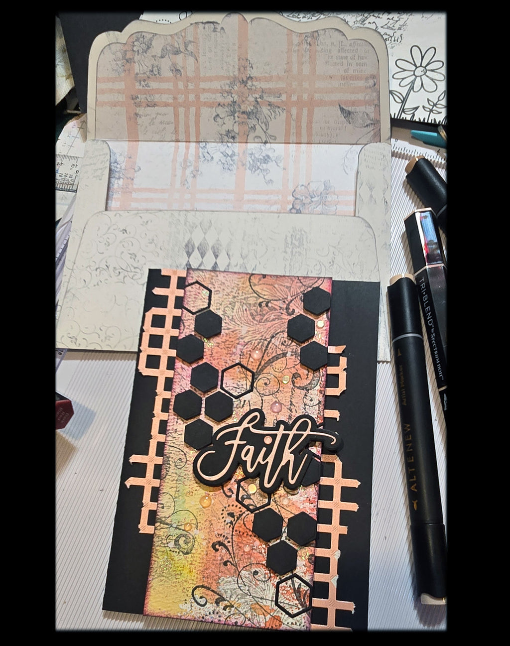 Faith Peach and Yellow Greeting Card, Mixed Media