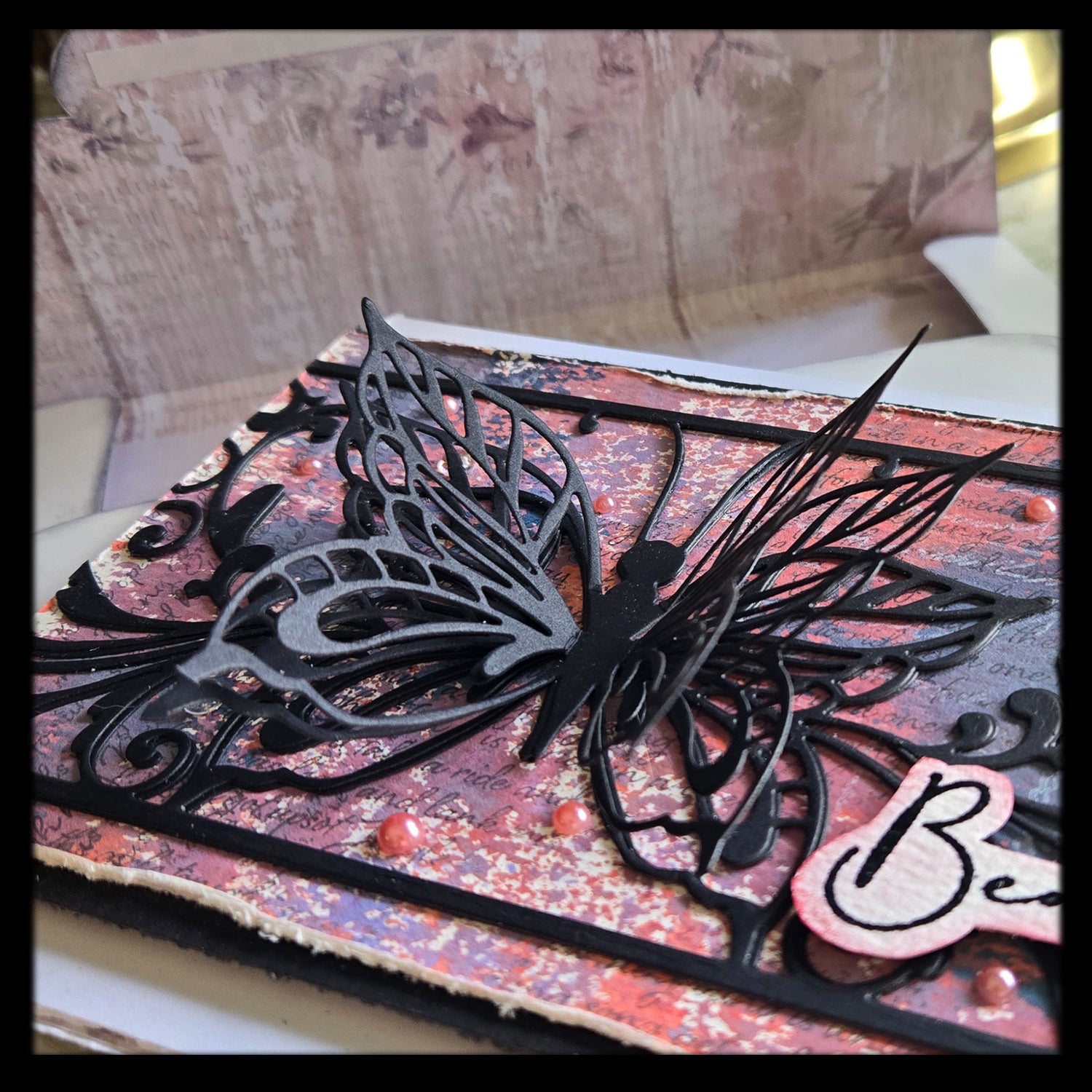 Elegant Butterfly Greeting Card, Mixed Media