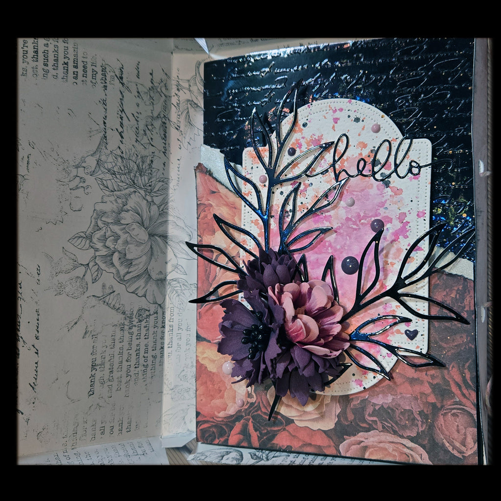 Shabby Chic "Hello" Greeting Card, Mixed Media