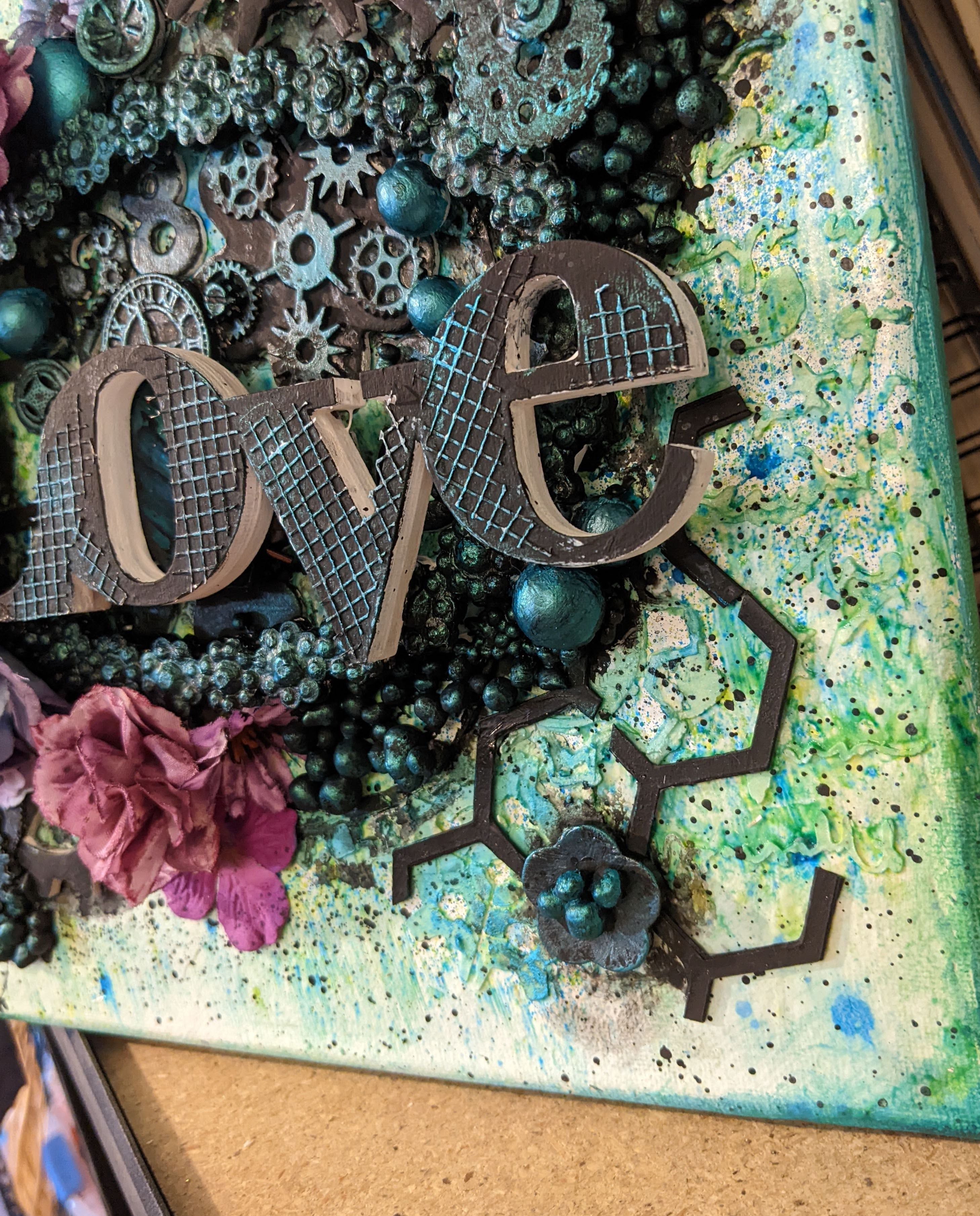 Steampunk Love & Purple Roses Mixed Media Gallery Canvas Wall Art