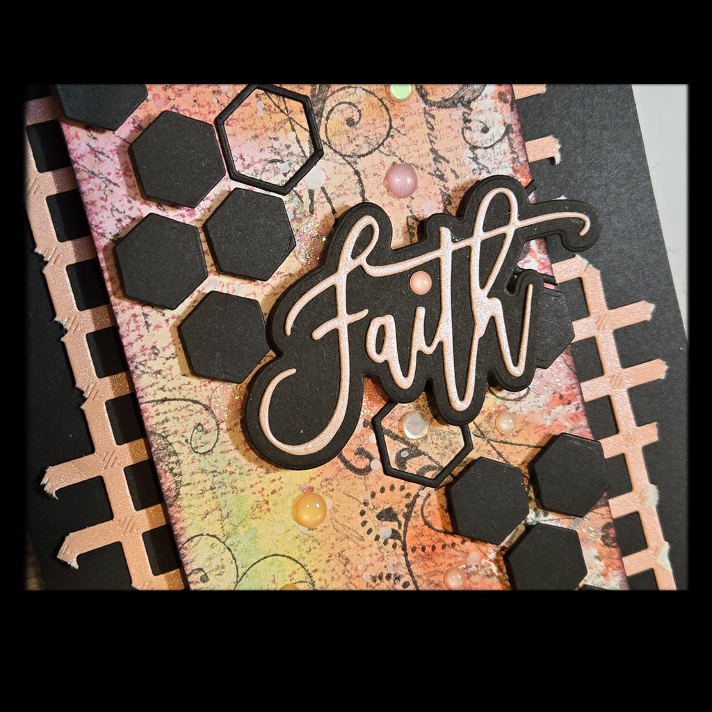 Faith Peach and Yellow Greeting Card, Mixed Media